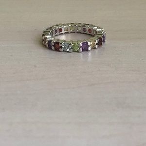 New Rainbow Gemstone Eternity Band Ring In Size 7